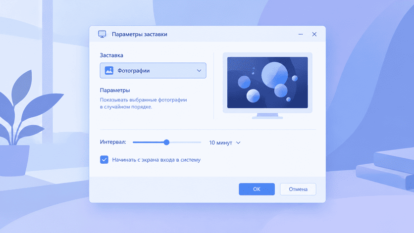 Настройка заставки в Windows